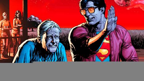 Superman junto a su Pa, Jonathan Kent