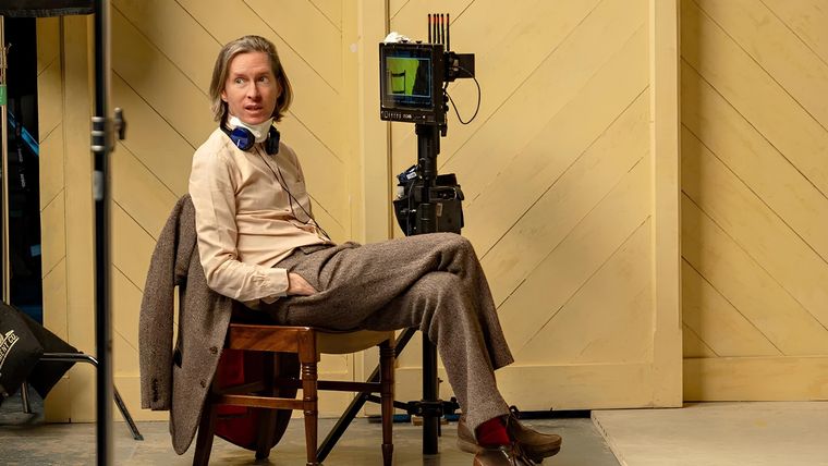 Wes Anderson en el set de rodaje
