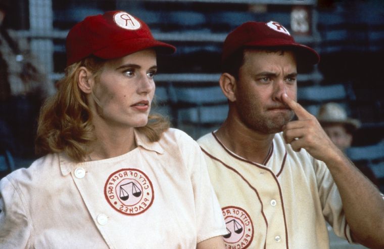 Geena Davis y Tom Hanks en A League of Their Own (1992)