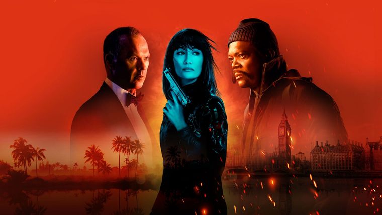 Venganza explosiva, con Michael Keaton, Maggie Q y Samuel L. Jackson.