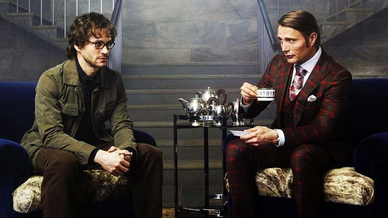 Hugh Dancy y Mads Mikkelsen en Hannibal. Hugh Dancy y Mads Mikkelsen en Hannibal.