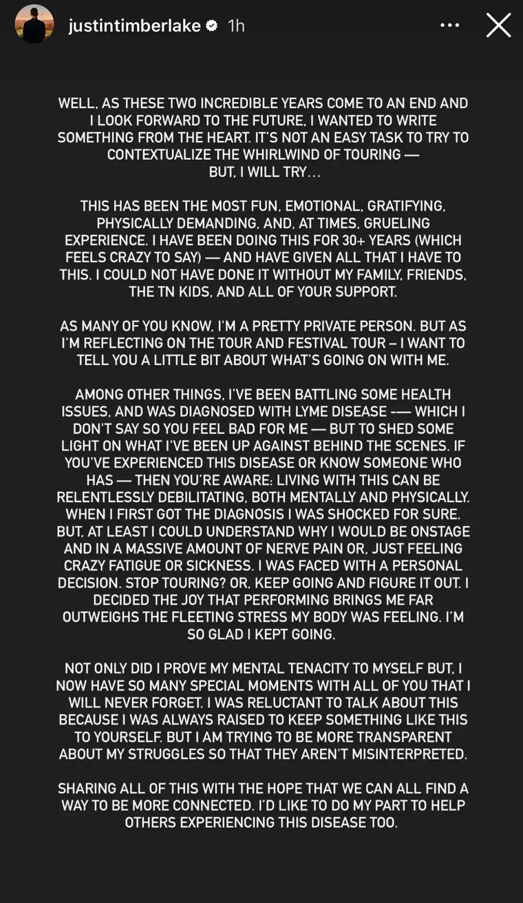 Justin Timberlake compartió su diagnóstico a través de sus redes sociales. Justin Timberlake compartió su diagnóstico a través de sus redes sociales.