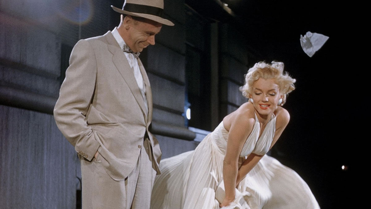 Marilyn Monroe y Tom Ewell en La comezón del séptimo año. Marilyn Monroe y Tom Ewell en La comezón del séptimo año.