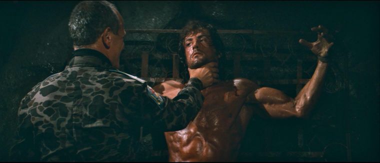 Sylvester Stallone en Rambo II (Rambo: First Blood Part II) de 1985. Sylvester Stallone en Rambo II (Rambo: First Blood Part II) de 1985.