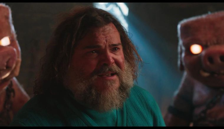 Jack Black junto a los Piglings en Una Película de Minecraft.