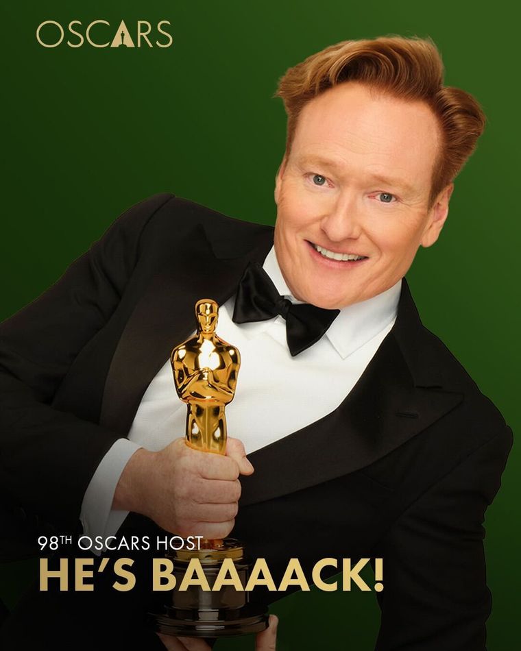 Conan O'Brien regresará como anfitrión para la gala de los Oscar 2026. Conan O'Brien regresará como anfitrión para la gala de los Oscar 2026. 