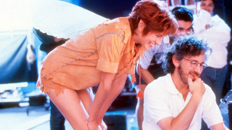 Julia Roberts junto a Steven Spielberg durante el rodaje de Hook. Julia Roberts junto a Steven Spielberg durante el rodaje de Hook.