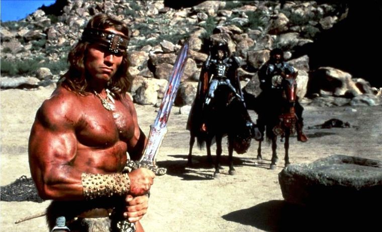 Arnold Schwarzenegger en la primera película de Conan. Arnold Schwarzenegger en la primera película de Conan.