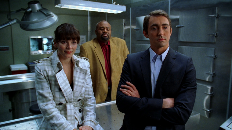 Lee Pace, Chi McBride y Anna Friel en Pushing Daisies. Lee Pace, Chi McBride y Anna Friel en Pushing Daisies.