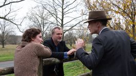 Nolan junto a Emily Blunt y Cillian Murphy durante el rodaje de Oppenheimer