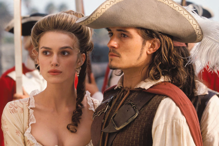 Keira Knightley y Orlando Bloom en Piratas del Caribe