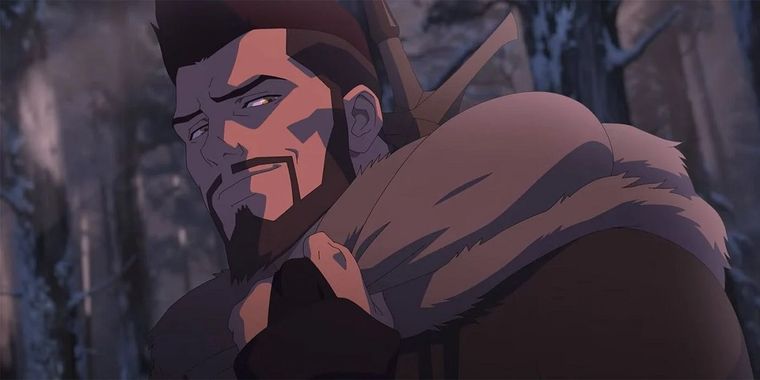 El Brujo Vesemir se prepara para contar su historia.
