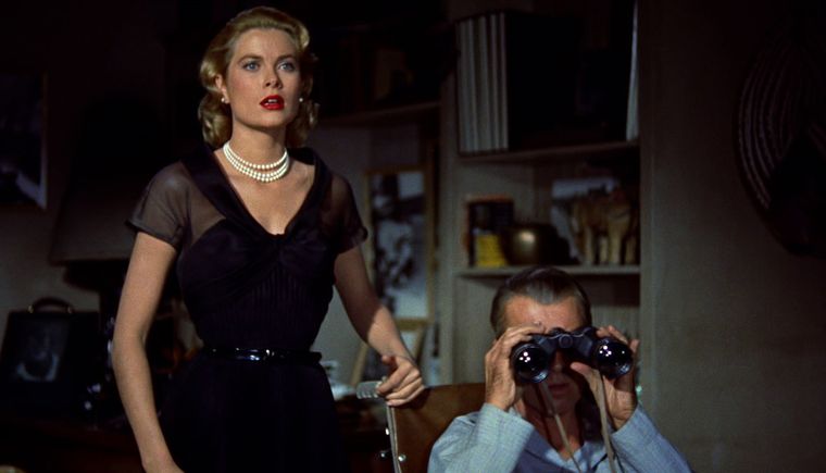 Grace Kelly y James Stewart en Rear Window. Grace Kelly y James Stewart en Rear Window.