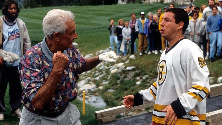 Bob Barker golpea a Happy Gilmore en la homónima película