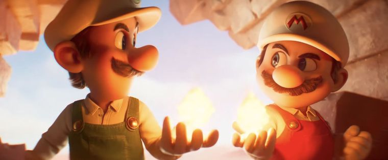Luigi y Mario con los poderes de la Flor de Fuego. Luigi y Mario con los poderes de la Flor de Fuego.