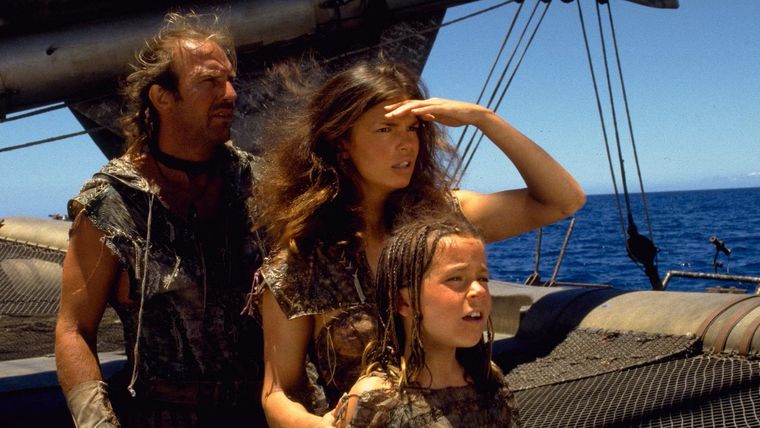 Kevin Costner, Jeanne Tripplehorn y Tina Majorino en Mundo acuático. Kevin Costner, Jeanne Tripplehorn y Tina Majorino en Mundo acuático.