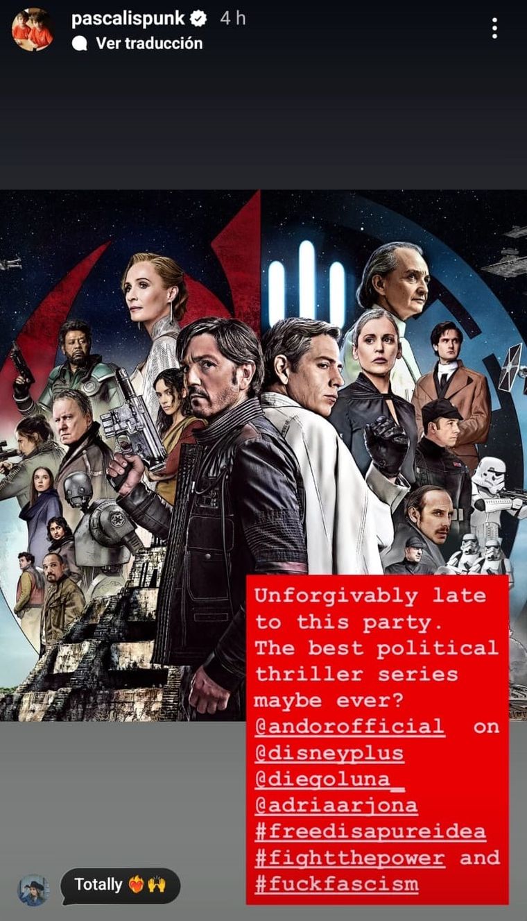 El actor elogió Andor, la serie protagonizada por Diego Luna. El actor elogió Andor, la serie protagonizada por Diego Luna. 