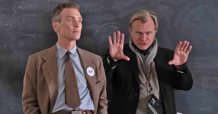 Cillian Murphy en el set de Oppenheimer junto a Christopher Nolan