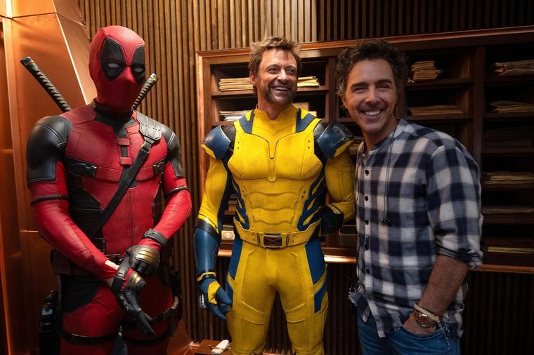 Ryan Reynolds, Hugh Jackman y el director Shawn Levy en Deadpool 3
