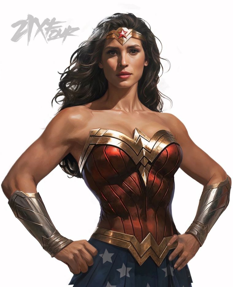 La proyección de un artista con Adria Arjona convertida en la nueva Mujer Maravilla. La proyección de un artista con Adria Arjona convertida en la nueva Mujer Maravilla.