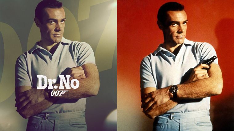 Para la edición de los posters de James Bond se utilizó Inteligencia Artificial, para que, al borrar la pistola, quedara una imagen lo más orgánica posible. Para la edición de los posters de James Bond se utilizó Inteligencia Artificial, para que, al borrar la pistola, quedara una imagen lo más orgánica posible.