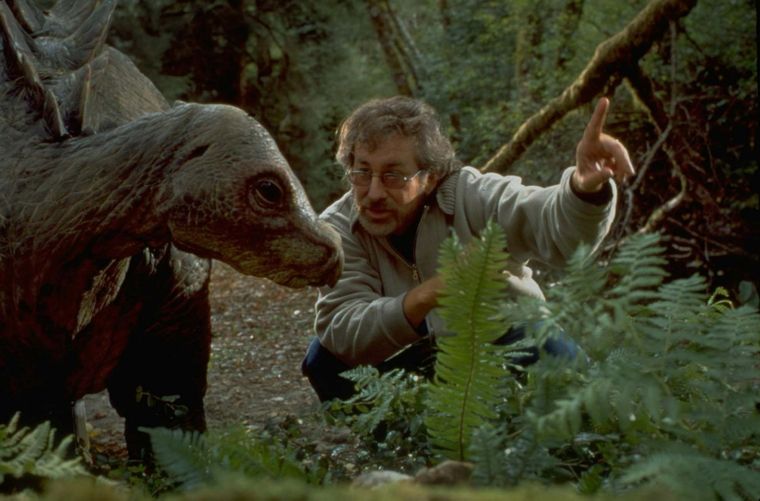 Steven Spielberg durante el rodaje de The Lost World