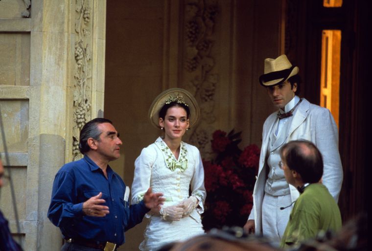 Winona Ryder junto a Martin Scorsese en el set de La edad de la inocencia.