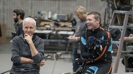 James Cameron junto a Sam Worthington durante el rodaje de Avatar