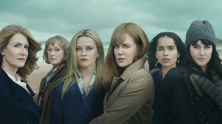 Reese Witherspoon, Nicole Kidman, Laura Dern, Zoë Kravitzm, Shailene Woodley y Meryl Streep protagonizan Big Little Lies.