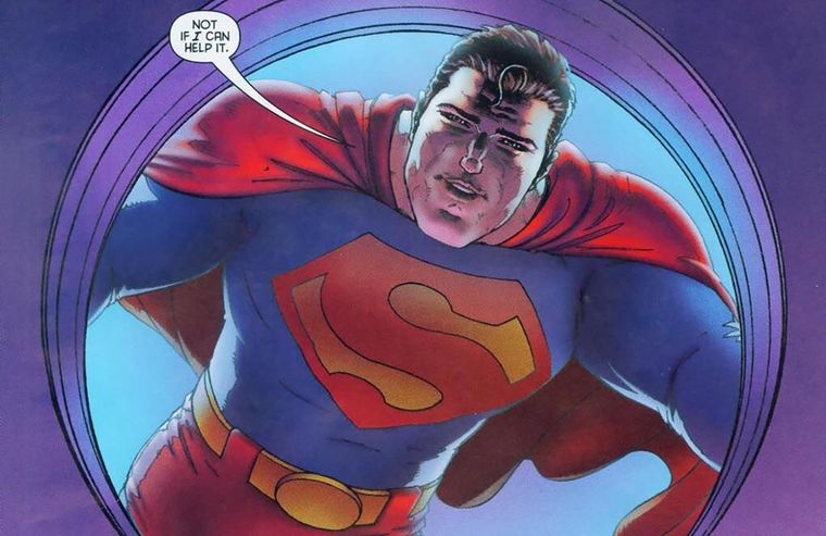 Superman llevando adelante un rescate en All-Star Superman