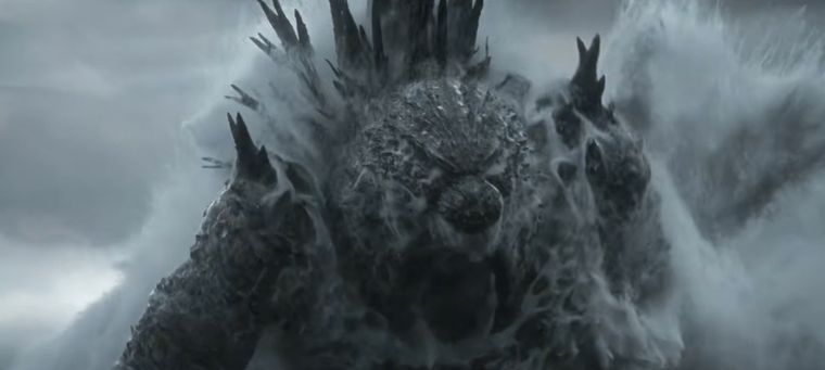 El Kaiju emergiendo del agua en el primer vistazo de Godzilla Minuz Zero.