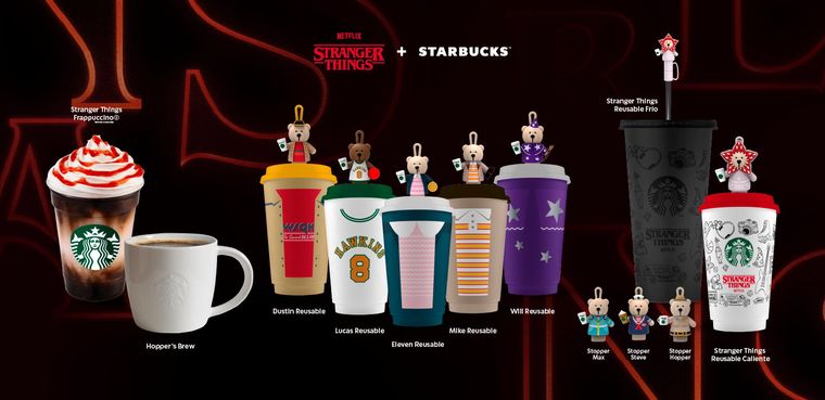 Los productos especiales de Starbucks inspirados en Stranger Things incluyen dos bebidas limitadas. Los productos especiales de Starbucks inspirados en Stranger Things incluyen dos bebidas limitadas.