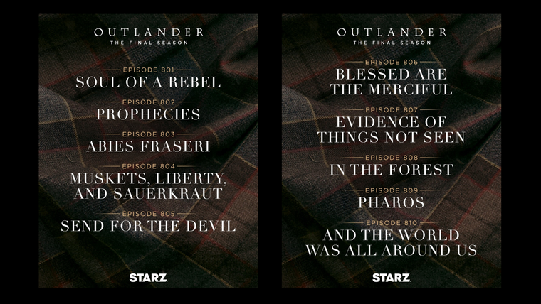Los nombres de los episodios de la temporada 8 de Outlander. Los nombres de los episodios de la temporada 8 de Outlander.