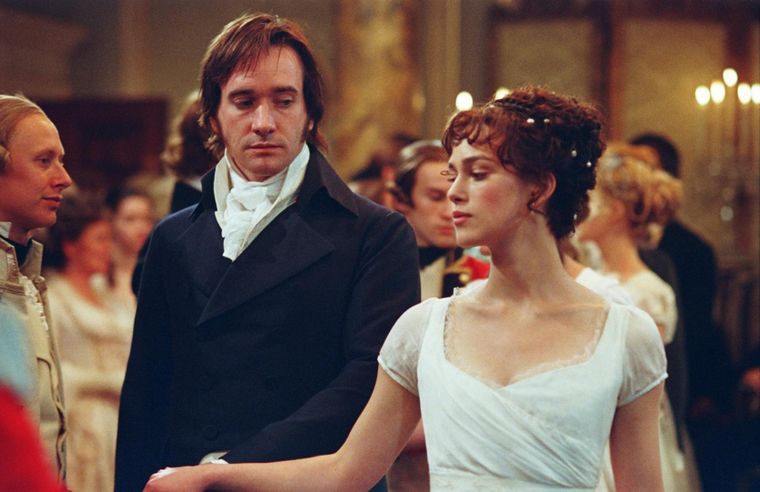 Keira Knightley y Matthew Macfadyen en la adaptación de Orgullo y Prejuicio realizada en 2005