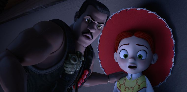 Combat Carl junto a Jessie en el corto Toy Story of Terror. Combat Carl junto a Jessie en el corto Toy Story of Terror.