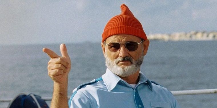 Bill Murray, viejo conocido de Wes Anderson, aquí en The Life Aquatic with Steve Zissou