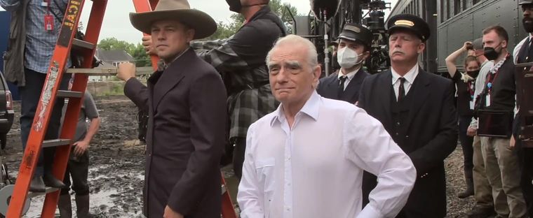 Leonardo DiCaprio y Martin Scorsese durante el rodaje de Killers of the Flower Moon (2023)