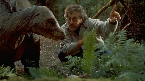 Steven Spielberg durante el rodaje de The Lost World
