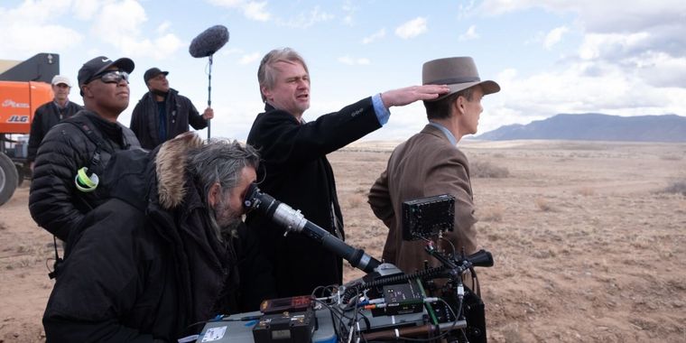 Christopher Nolan junto a Cillian Murphy en pleno rodaje de Oppenheimer