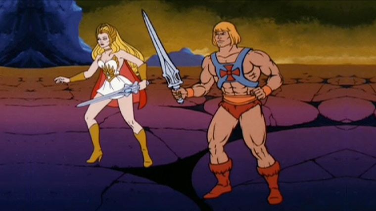 She-Ra y He-Man en la película animada de 1985, The Secret of the Sword. She-Ra y He-Man en la película animada de 1985, The Secret of the Sword.
