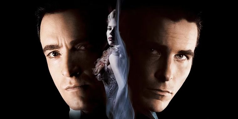 Christian Bale, Hugh Jackman y Scarlett Johansson protagonizan El gran truco (2006).