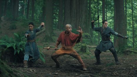 Katara. Aang, Sokka en la S2 de Avatar: La Leyenda de Aang.
