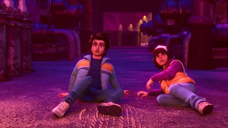 Steve Harington y Dustin Henderson en la primera temporada de Stranger Things: Relatos del 85.