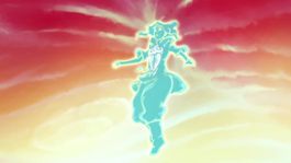El Avatar Korra al momento de fusionarse con Raava