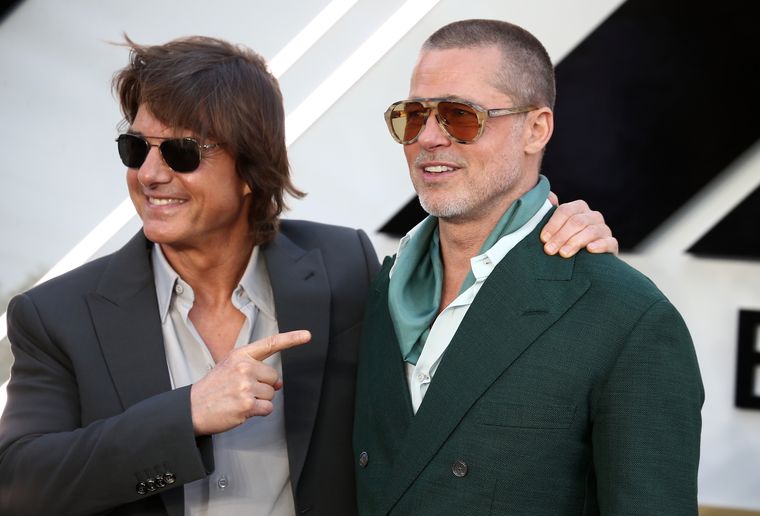 Tom Cruise y Brad Pitt durante el estreno mundial de F1. 