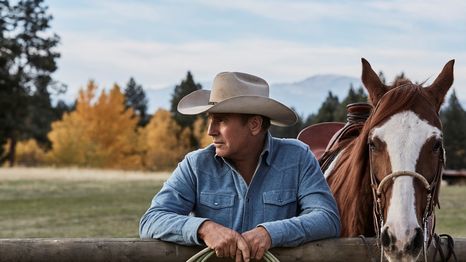 Kevin Costner durante el rodaje de Yellowstone.