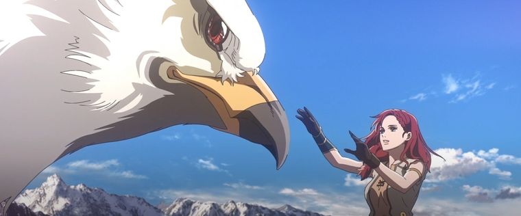 Héra la protagonista de la historia junto a una majestuosa criatura de la Tierra Media